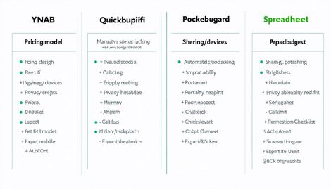 Bütçe uygulamaları karşılaştırması: ücretli planlar, ücretsiz katmanlar ve tablo